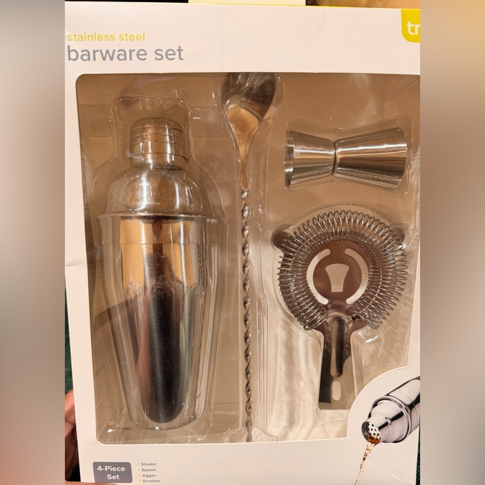 Stainless Steel Barware Set | 4-Piece Cocktail Kit | New In Box